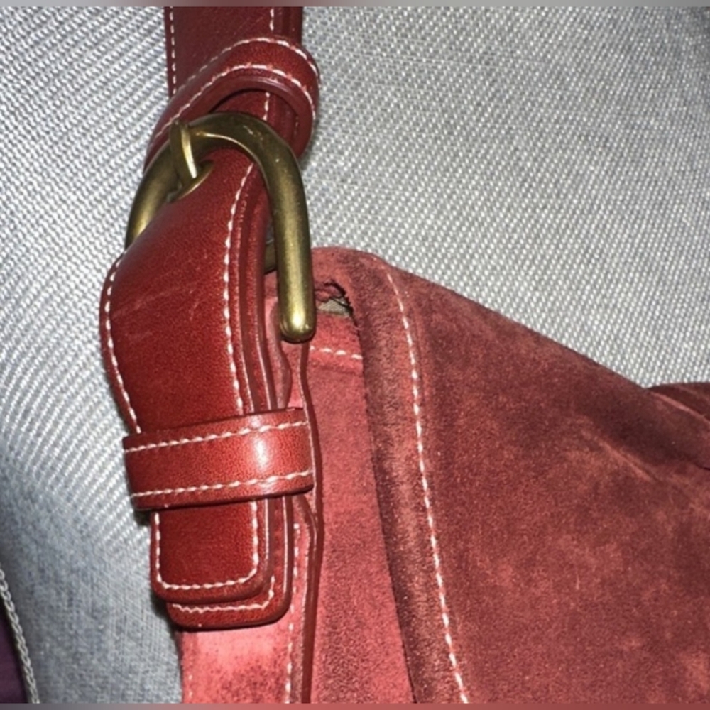 Coach Red Suede Shoulder Bag - Picture 3 of 5